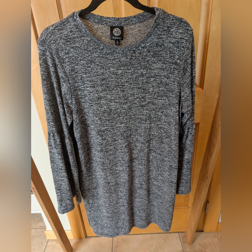 Bobeau Charcoal Heather Long Sleeve Dress